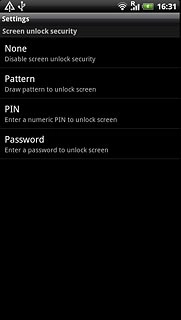 Press Pattern, PIN or Password.Follow the instructions on the display to change the phone lock code.