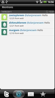 Press the reply icon (@).Read mentions to your status updates.