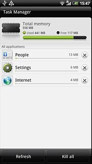 To end all applications:Press Kill all.
