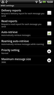 Press Delivery reports to turn the function on or off.
