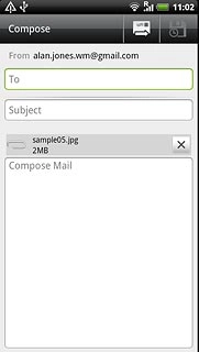 An email message containing the picture or video clip is created.Press To and key in the first letters of the required contact.