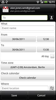 Press the field at the top of the display.