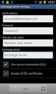 Press Use secure connection (SSL) to turn SSL encryption on or off.