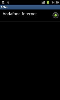 Press the field next to Vodafone Internet to fill in the field.