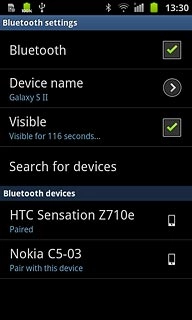 When the box next to the menu item is ticked (V), Bluetooth visibility is turned on.