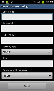 Press the field below User name and key in the username for your email account.