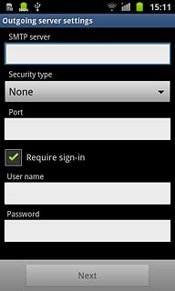 Press the field below SMTP server and key in the name or IP address of your email provider's outgoing server.Please note that if you can't send email messages when using your email provider's outgoing server, key in smtp.vodafone.net.au (Vodafone's outgoing server).