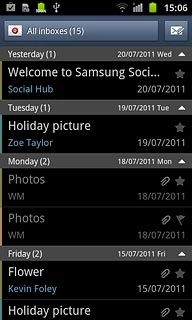 If email accounts have been created already:Press the field in the top left corner of the display.