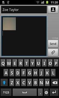 Press the text input field.Write the text for your picture message.