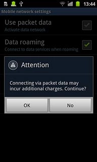 If you activate data connections:Press OK to confirm.