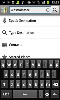 Key in the required destination and press the search icon.