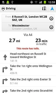 Press the means of transportation icon at the top of the display.