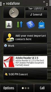 The alarm icon shows that the alarm is set.Further information:Set the alarm