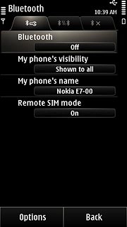 Press Bluetooth to select On or Off.