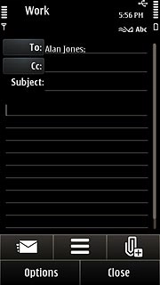 Press the text input field.Write the text for your email message.