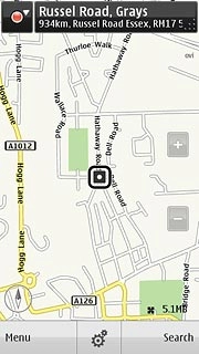 The selected destination is displayed as a point on the map.