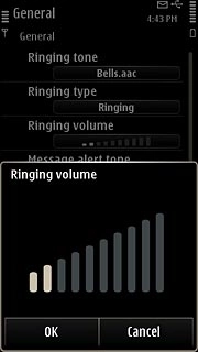 Press and hold the required ring volume until the column is filled in.