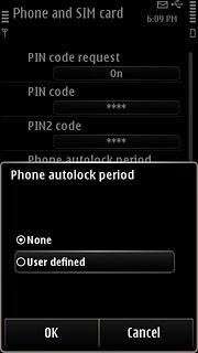 To turn on the phone lock code:Press User defined.