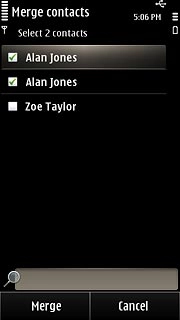 When the box next to a contact is ticked (V), the contact is selected.