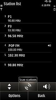 Press the search icon.The radio searches for channels. The channels found are saved.