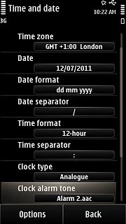 Press Clock alarm tone.Go to the required folder.
