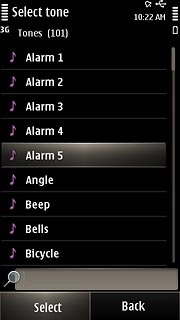 Once you've found an alarm tone you like, press Select.
