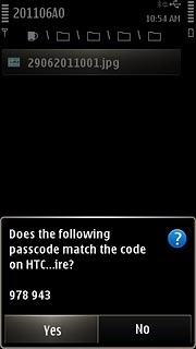Check that the same access code is displayed on both devices and press Yes.