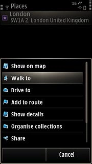 If the destination has been saved as a favourite:Press Walk to or Drive to.