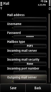 Press Outgoing mail server.Key in the name or IP address of your email provider's outgoing server.Please note that if you can't send email messages when using your email provider's outgoing server, key in smtp.vodafone.net.au (Vodafone's outgoing server).