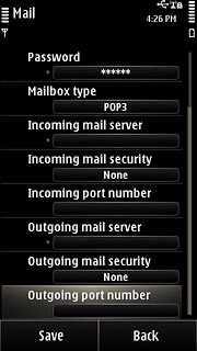 Press Outgoing port number.Key in 25 