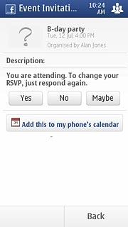 Press Back to return to the list of events.