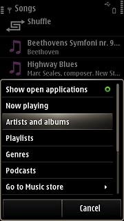 Artists and albums.Go to the required audio file.