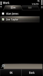 When the box next to a contact is ticked (V), the contact is selected.