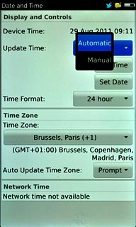 Press Automatic or Manual to turn automatic date and time update on or off.