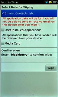 Press Emails, Contacts, etc., User Installed Applications and Media Card.