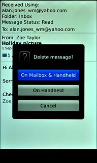 To delete the email message from the server:Press On Mailbox & Handheld.
