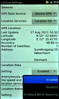 Press Enabled, Disabled or Disabled While Roaming.