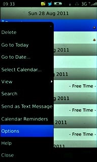 Press Options.Follow the instructions on the display to select the required settings for the calendar.
