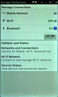 When the box next to the menu item is ticked (V), Bluetooth is turned on.