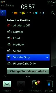 To turn off vibration:Press another profile than Vibrate Only.