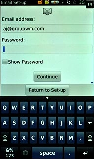 Press the field below Password and key in the password for your email account at your email provider.