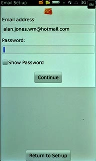Press the field below Password and key in the password for your email account at your email provider.
