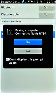 Check that the same access code is displayed on both devices and press Yes.The Bluetooth device is added.
