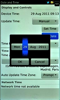 Slide date, month and year up or down to set the date.