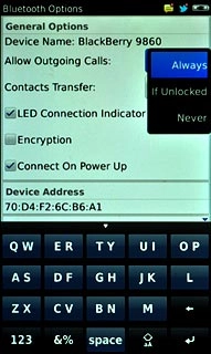 Press the required setting.