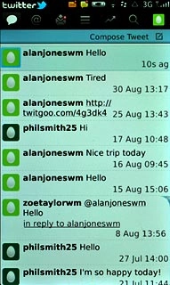 Press the status updates icon.