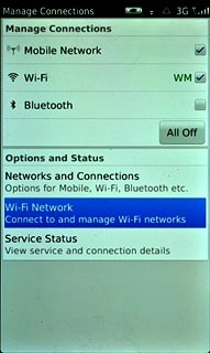 Press Wi-Fi Network.A list of available Wi-Fi networks is displayed.