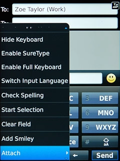Press Attach.Choose one of the following options:Insert picture, go to 4a.Insert video clip, go to 4b.Insert audio file, go to 4c.