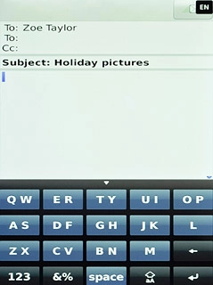 Press the message field.Write the text for your email message.