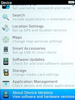 Press About Device Versions.The software version is displayed.